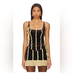NWT Zemeta Rose Drop Corset in Black & Gold, size S